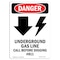 Signmission OSHA Danger Sign, 24" Height, Rigid Plastic, Underground Gas Line, Portrait, 1824-V-1797 OS-DS-P-1824-V-1797 - alternate 1